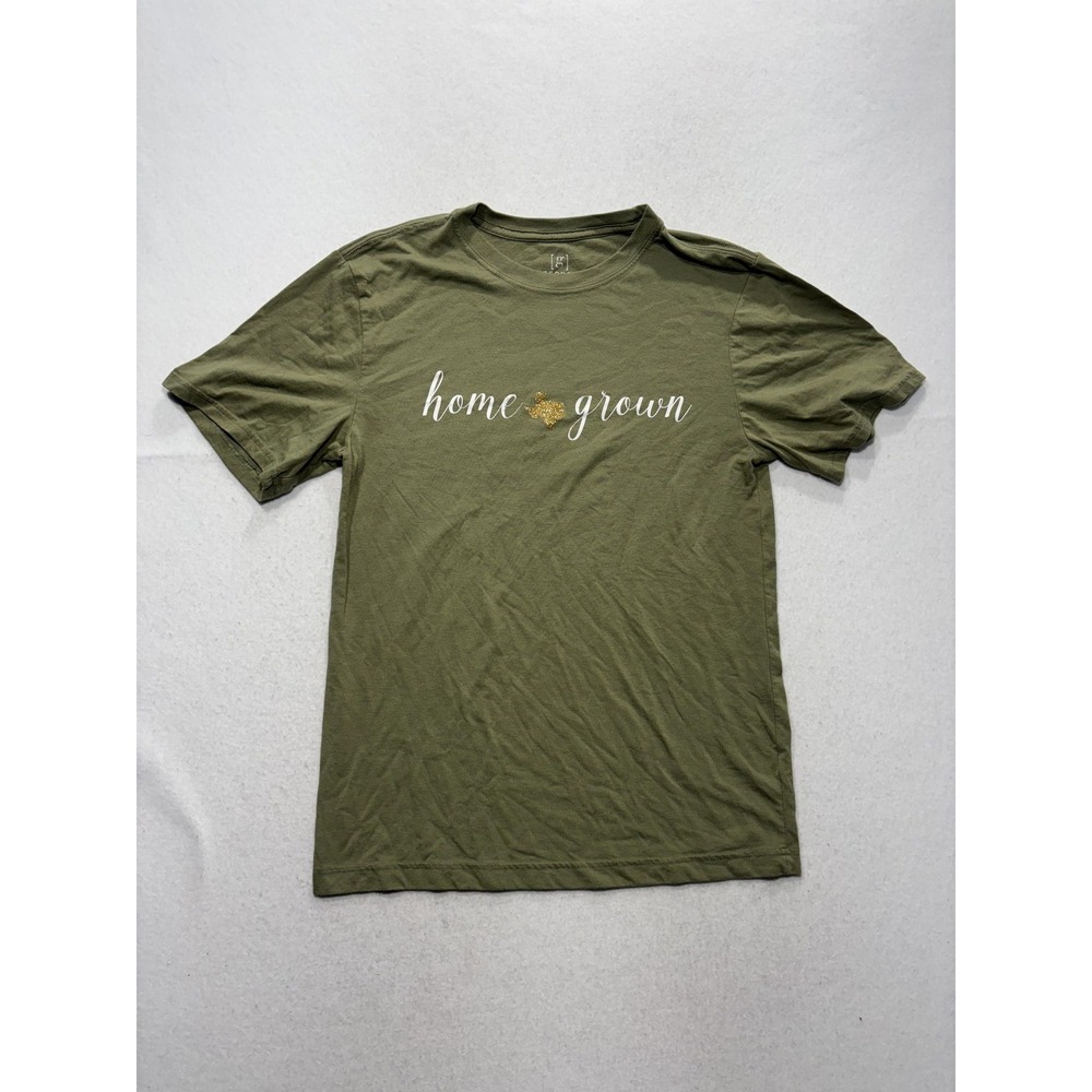 George Shirt Mens Small Green Home Grown Texas Graphic Glitter T-Shirt GM226097